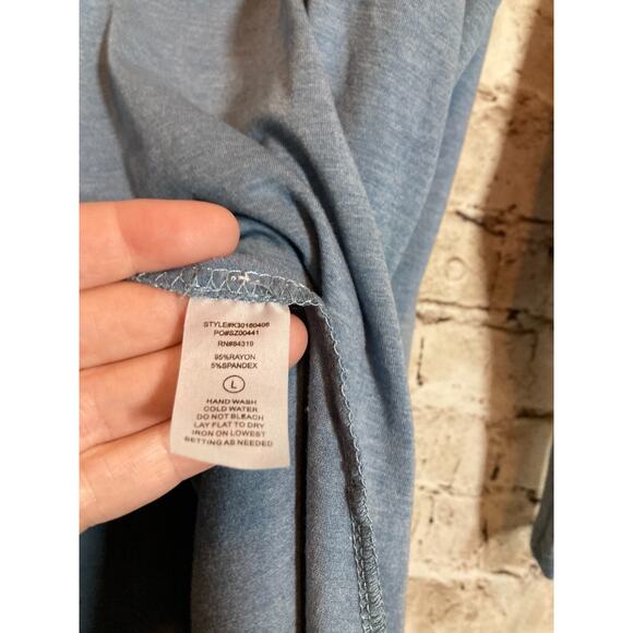 Strazzi Tunic Top Womens Large Slate Blue Asymmetric Hem Artsy Lagenlook Stretch - Picture 8 of 13